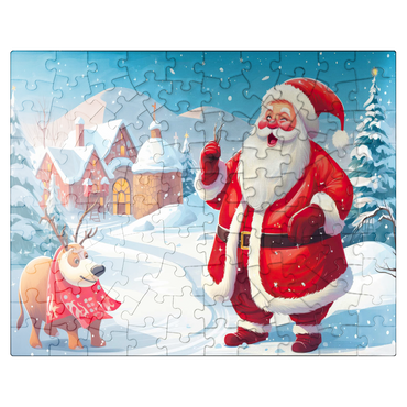 puzzleplate Santa and Reindeer in Winter Village 100 Jigsaw Puzzle