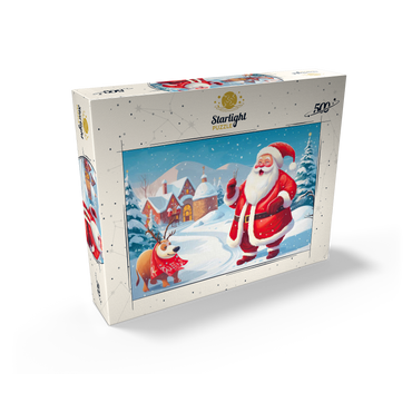 Santa and Reindeer in Winter Village 500 Jigsaw Puzzle box view2