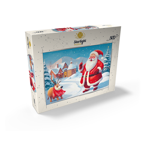 Santa and Reindeer in Winter Village 500 Jigsaw Puzzle box view2