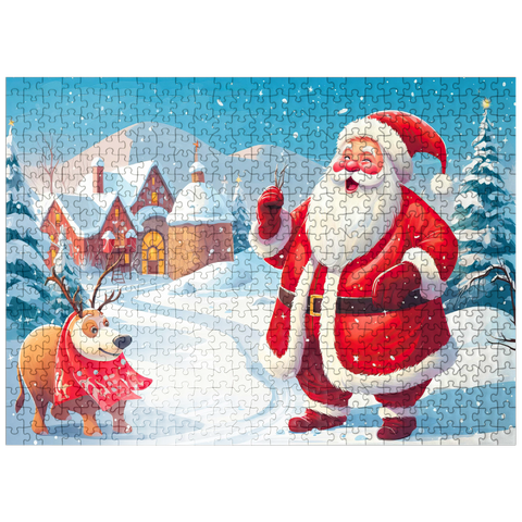puzzleplate Santa and Reindeer in Winter Village 500 Jigsaw Puzzle