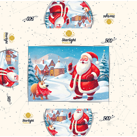 Santa and Reindeer in Winter Village 500 Jigsaw Puzzle box 3D Modell