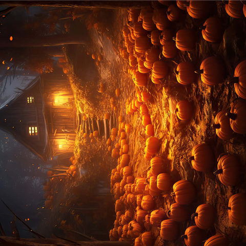 Pumpkin-Lit Path to Haunted Cabin 1000 Jigsaw Puzzle 3D Modell