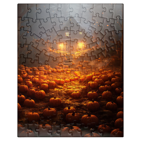 puzzleplate Pumpkin-Lit Path to Haunted Cabin 100 Jigsaw Puzzle