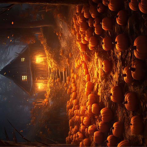 Pumpkin-Lit Path to Haunted Cabin 100 Jigsaw Puzzle 3D Modell