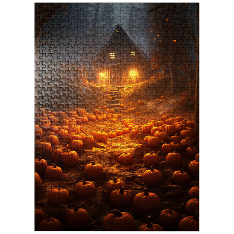 puzzleplate Pumpkin-Lit Path to Haunted Cabin 500 Jigsaw Puzzle