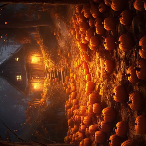 Pumpkin-Lit Path to Haunted Cabin 500 Jigsaw Puzzle 3D Modell