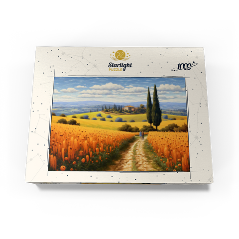 Golden Fields of Tuscany with Cypress Trees 1000 Jigsaw Puzzle box view3