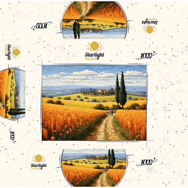 Golden Fields of Tuscany with Cypress Trees 1000 Jigsaw Puzzle box 3D Modell