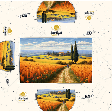 Golden Fields of Tuscany with Cypress Trees 100 Jigsaw Puzzle box 3D Modell