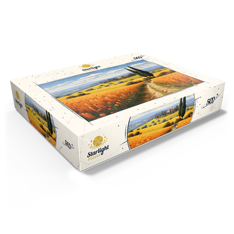 Golden Fields of Tuscany with Cypress Trees 500 Jigsaw Puzzle box view1