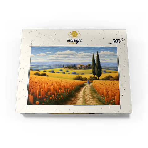 Golden Fields of Tuscany with Cypress Trees 500 Jigsaw Puzzle box view3