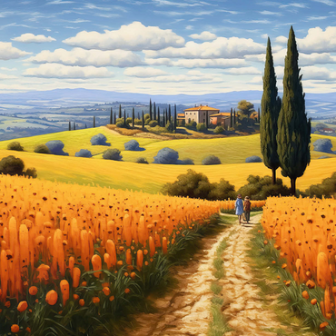 Golden Fields of Tuscany with Cypress Trees 500 Jigsaw Puzzle 3D Modell