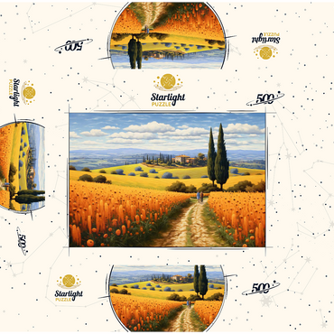 Golden Fields of Tuscany with Cypress Trees 500 Jigsaw Puzzle box 3D Modell