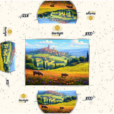 Tuscan Countryside with Wildflowers and Rolling Hills 1000 Jigsaw Puzzle box 3D Modell