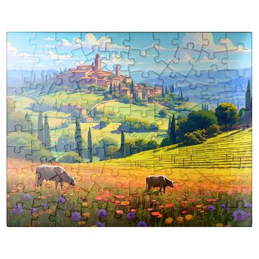 puzzleplate Tuscan Countryside with Wildflowers and Rolling Hills 100 Jigsaw Puzzle