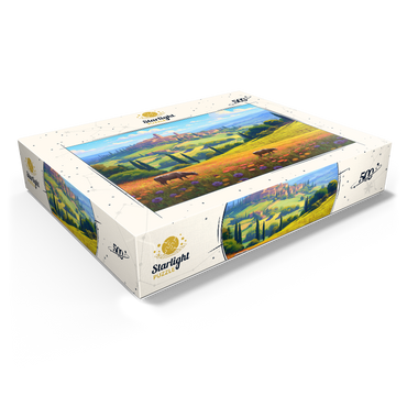 Tuscan Countryside with Wildflowers and Rolling Hills 500 Jigsaw Puzzle box view1