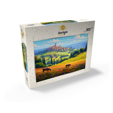 Tuscan Countryside with Wildflowers and Rolling Hills 500 Jigsaw Puzzle box view2