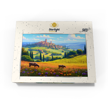 Tuscan Countryside with Wildflowers and Rolling Hills 500 Jigsaw Puzzle box view3
