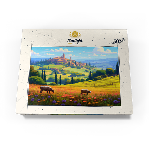 Tuscan Countryside with Wildflowers and Rolling Hills 500 Jigsaw Puzzle box view3