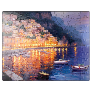 puzzleplate Positano at Twilight with Reflections 100 Jigsaw Puzzle