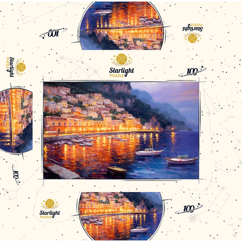 Positano at Twilight with Reflections 100 Jigsaw Puzzle box 3D Modell