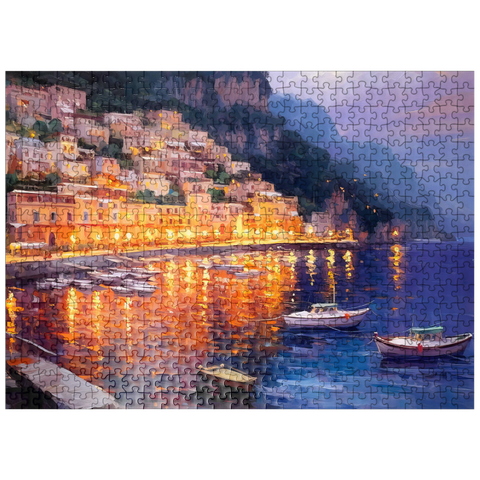puzzleplate Positano at Twilight with Reflections 500 Jigsaw Puzzle