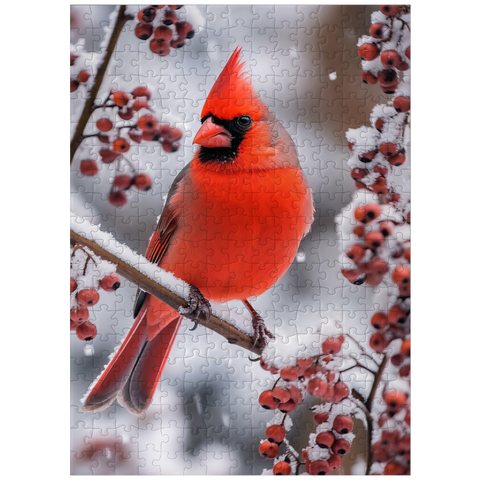 puzzleplate Northern Cardinal on Snowy Branch 300 Jigsaw Puzzle