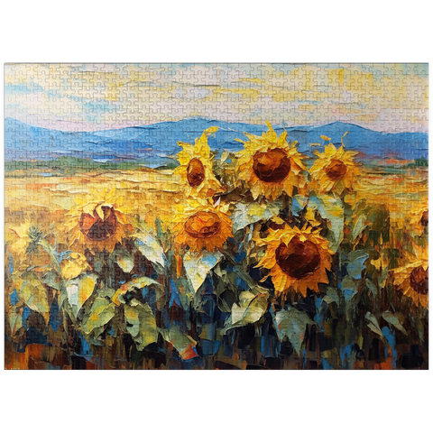 puzzleplate Golden Sunflowers in Summer Fields 1000 Jigsaw Puzzle