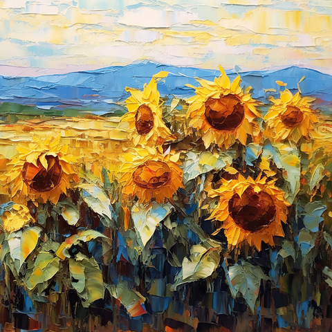 Golden Sunflowers in Summer Fields 1000 Jigsaw Puzzle 3D Modell