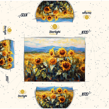 Golden Sunflowers in Summer Fields 1000 Jigsaw Puzzle box 3D Modell