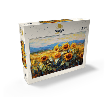 Golden Sunflowers in Summer Fields 100 Jigsaw Puzzle box view2