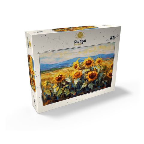 Golden Sunflowers in Summer Fields 100 Jigsaw Puzzle box view2