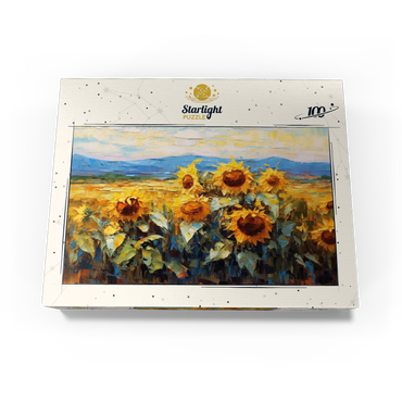 Golden Sunflowers in Summer Fields 100 Jigsaw Puzzle box view3
