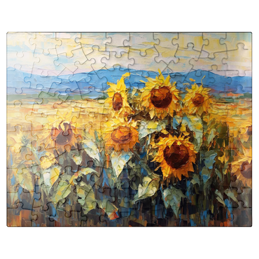 puzzleplate Golden Sunflowers in Summer Fields 100 Jigsaw Puzzle