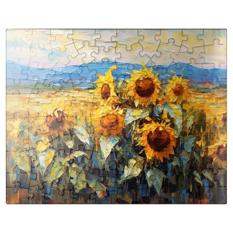 puzzleplate Golden Sunflowers in Summer Fields 100 Jigsaw Puzzle