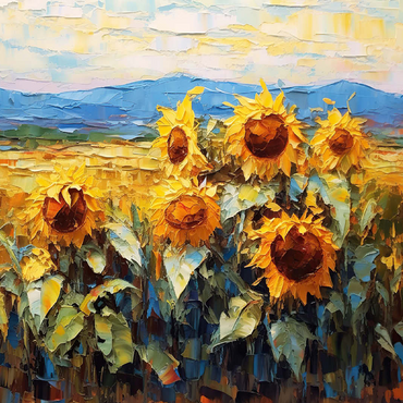 Golden Sunflowers in Summer Fields 100 Jigsaw Puzzle 3D Modell