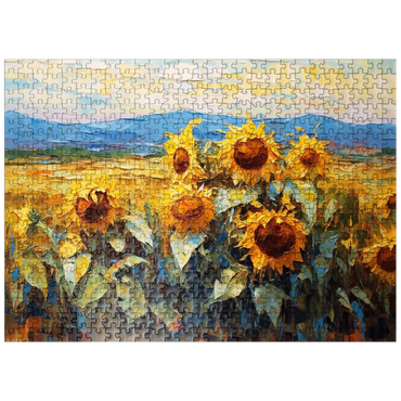 puzzleplate Golden Sunflowers in Summer Fields 500 Jigsaw Puzzle