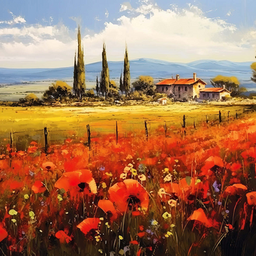 Poppy Fields in Tuscan Countryside 1000 Jigsaw Puzzle 3D Modell