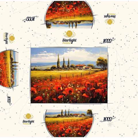 Poppy Fields in Tuscan Countryside 1000 Jigsaw Puzzle box 3D Modell