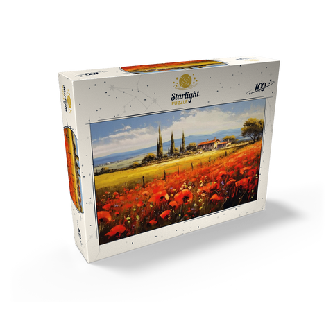 Poppy Fields in Tuscan Countryside 100 Jigsaw Puzzle box view2