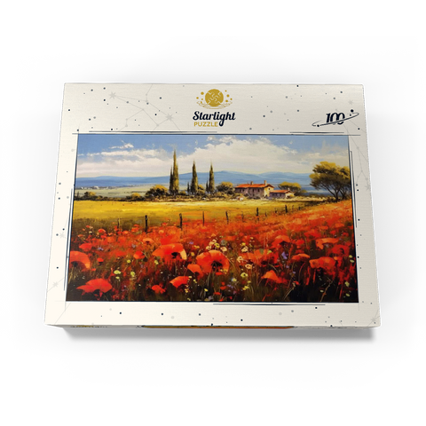 Poppy Fields in Tuscan Countryside 100 Jigsaw Puzzle box view3