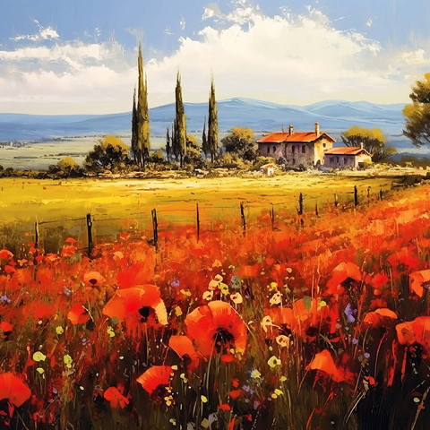 Poppy Fields in Tuscan Countryside 100 Jigsaw Puzzle 3D Modell