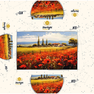 Poppy Fields in Tuscan Countryside 100 Jigsaw Puzzle box 3D Modell