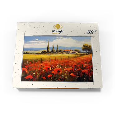Poppy Fields in Tuscan Countryside 500 Jigsaw Puzzle box view3