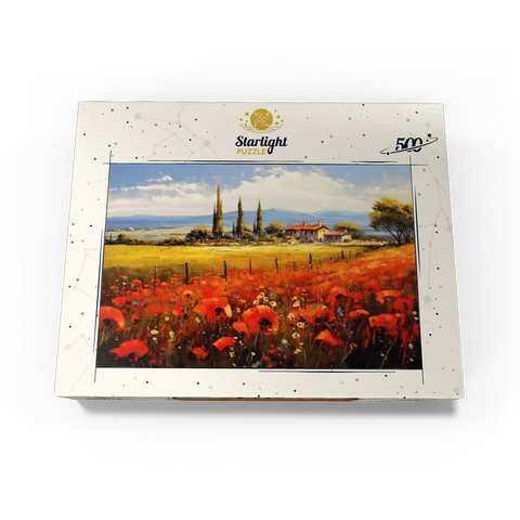 Poppy Fields in Tuscan Countryside 500 Jigsaw Puzzle box view3