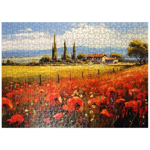 puzzleplate Poppy Fields in Tuscan Countryside 500 Jigsaw Puzzle