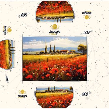 Poppy Fields in Tuscan Countryside 500 Jigsaw Puzzle box 3D Modell