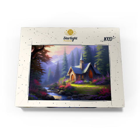 Stone Chapel in Tranquil Forest Clearing 1000 Jigsaw Puzzle box view3