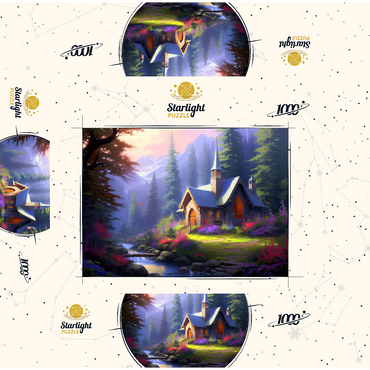 Stone Chapel in Tranquil Forest Clearing 1000 Jigsaw Puzzle box 3D Modell