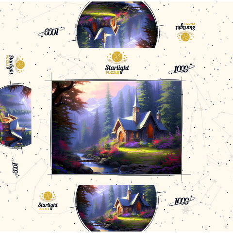 Stone Chapel in Tranquil Forest Clearing 1000 Jigsaw Puzzle box 3D Modell